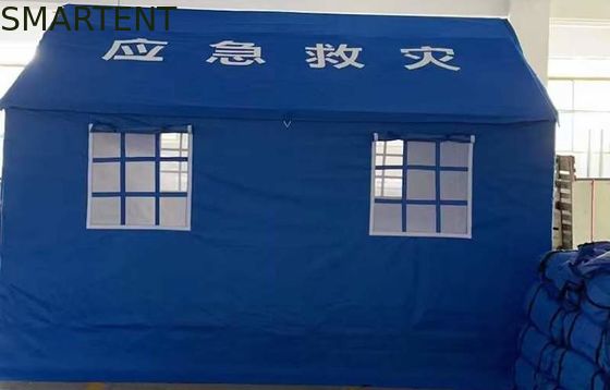 買う 屋外の2x3Mの災害救助のテントの青いポリエステル オックスフォードは鋼鉄管のおおいを塗った オンライン製造