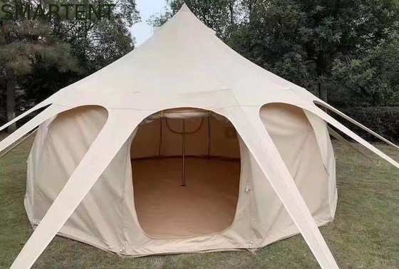 防水 3000MM コーティング 285G ベージュ色 綿 屋外 ロータス キャンプテント 5*5*3M サプライヤー