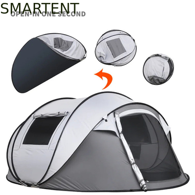 280*200*130CM グレー 防水 PU2000MM コーティング 190T ポリエステル 4シーズン ポップアップ テント ボート 網状の窓 キャンプ用 サプライヤー