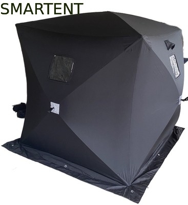 147X147X165CM 黒 屋外作業 テント ガラス繊維 防水 コーティング ポリエステル 150D 一人用 転覆式 氷棚 サプライヤー