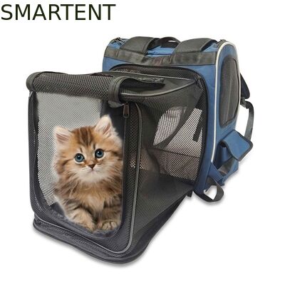Washable Blue Polyester Oxford Expandable Pet Rucksack Travel Bag Durable Non Toxic Ideal For Indoor Outdoor Pet Owners Needing Safe And Easy To Clean Travel Gear サプライヤー