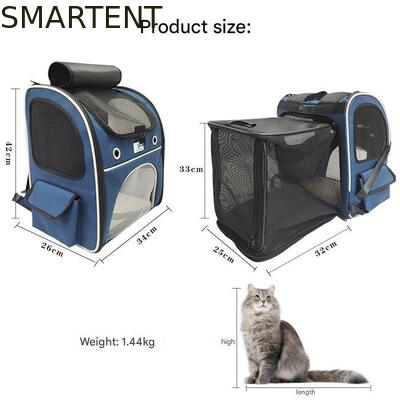 Washable Blue Polyester Oxford Expandable Pet Rucksack Travel Bag Durable Non Toxic Ideal For Indoor Outdoor Pet Owners Needing Safe And Easy To Clean Travel Gear サプライヤー