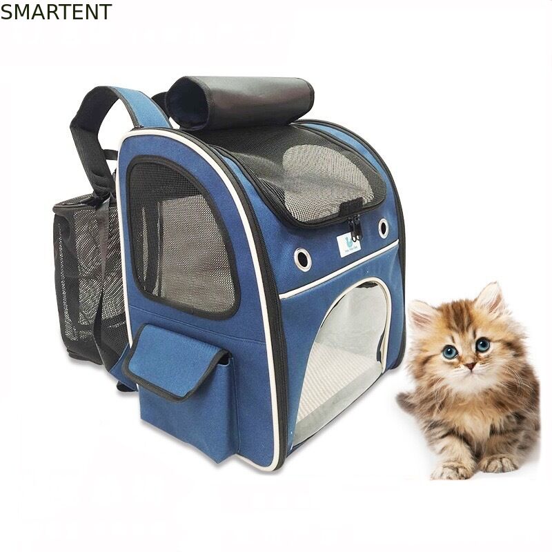 Washable Blue Polyester Oxford Expandable Pet Rucksack Travel Bag Durable Non Toxic Ideal For Indoor Outdoor Pet Owners Needing Safe And Easy To Clean Travel Gear サプライヤー